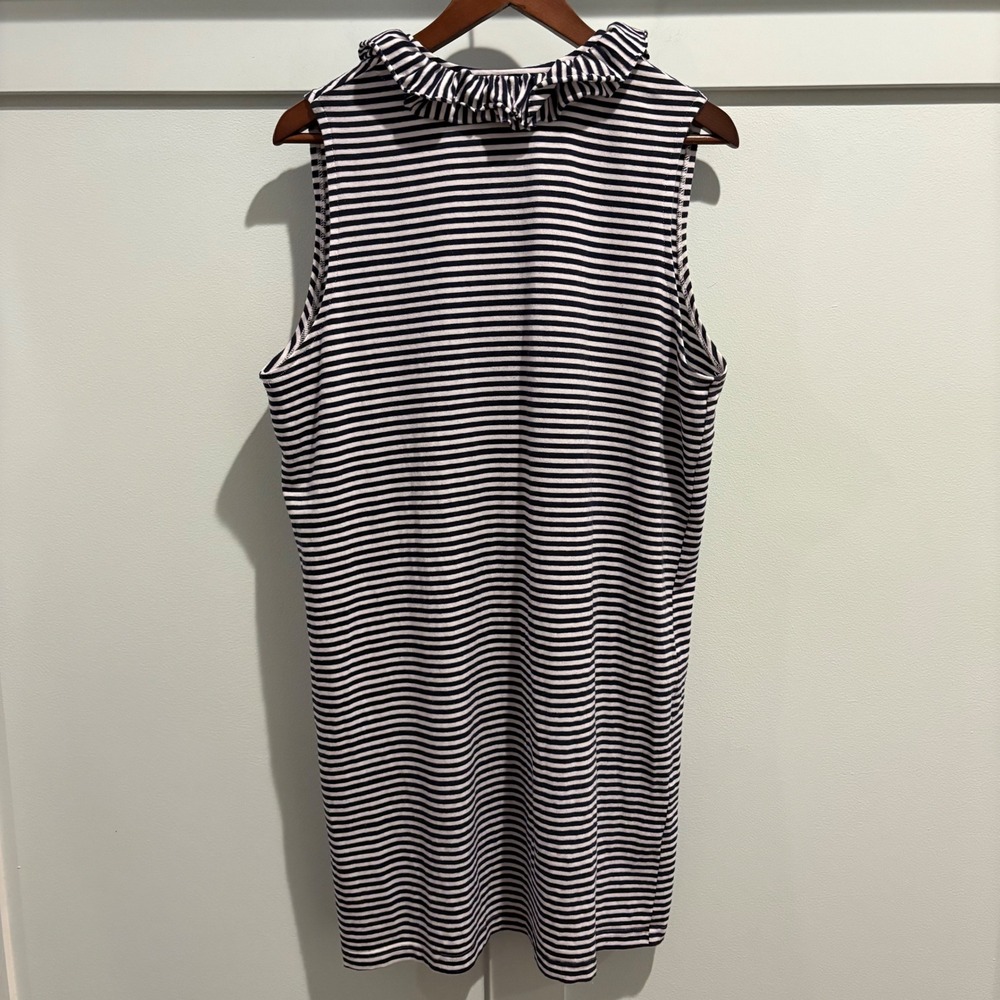 Sailor Sailor Dress By Just Madras Navy White Striped Ruffle Neck Sleeveless - Picture 6 of 11